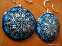 Blue Jacob's Ladder Earrings Pysanky Eggshell Jewelry By So Jeo : pysanky pysanka ukrainian easter egg batik art eggshell jewelry pendants earrings drop dangle etched flowers gift women accessories accessory pendant necklace bail crystal finding sterling silver filled sojeo flowers celtic purple white red pink brown green purple orange cream burgundy magenta teal turqoise crows crow blue black so jeo art handmade